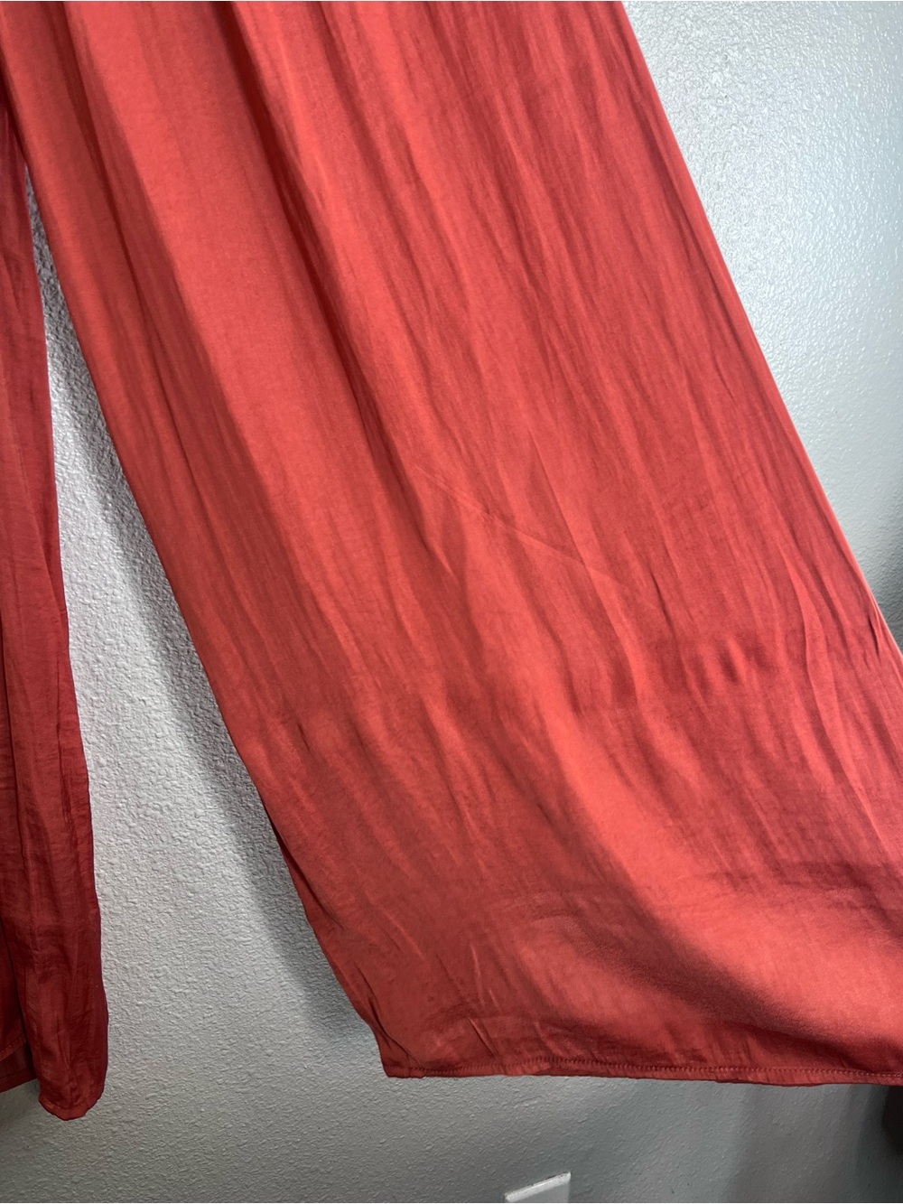 Zara Sz XS Rust Boho Pleated Satin Wide-Leg Pants - Picture 15 of 16